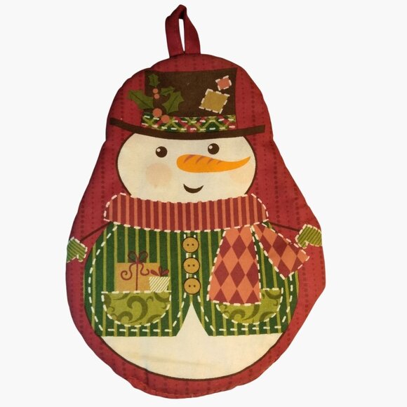 Snowman Quilted Christmas Oven Pot Holder - Picture 1 of 3